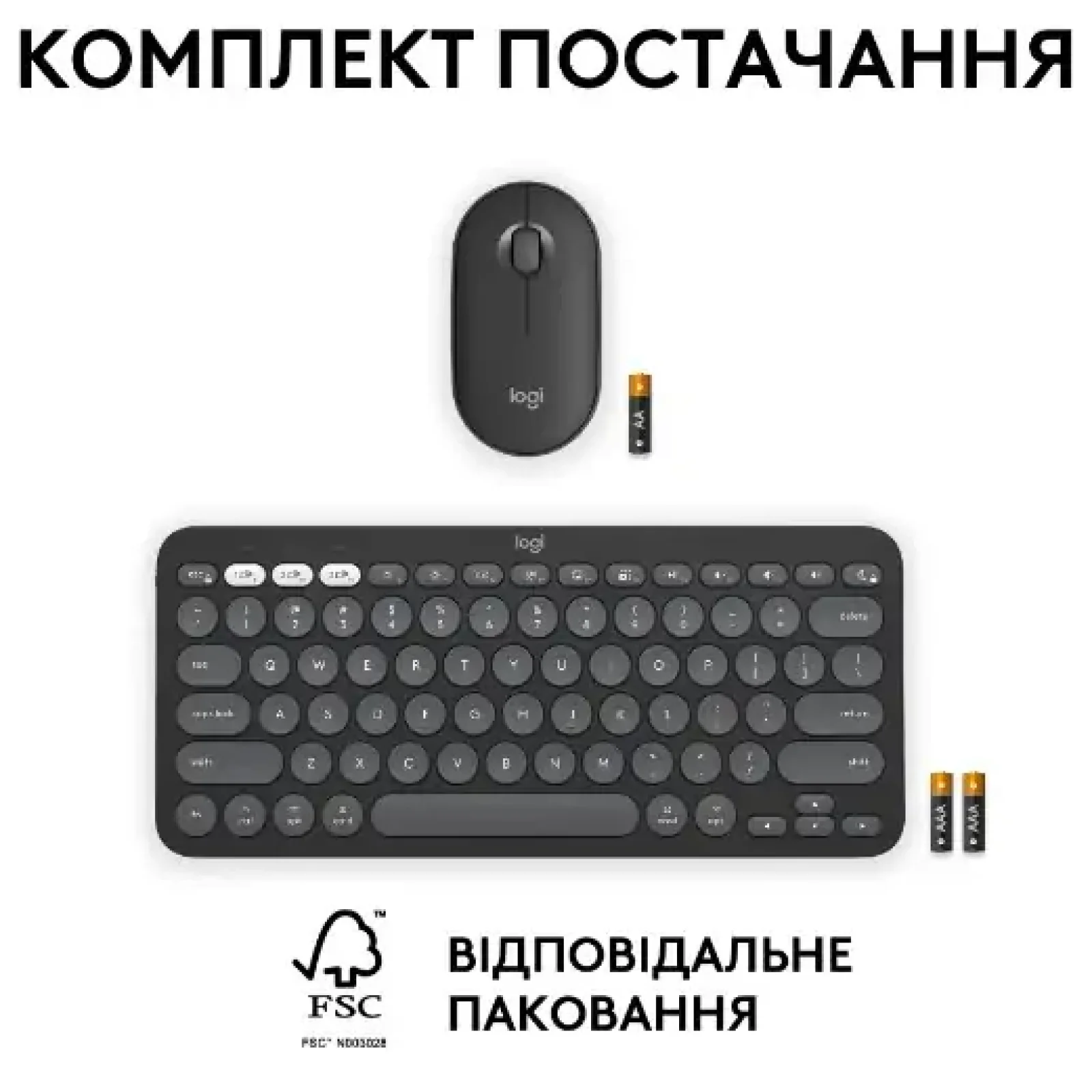 Набор LOGITECH Pebble 2 Combo for Mac - TONAL GRAPHITE - US INT'L - BT - MAC (920-012244) UA