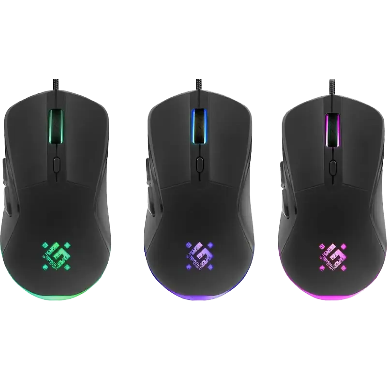 Миша DEFENDER Arga GM-049, +килимок, rainbow, чорна (52049) UA