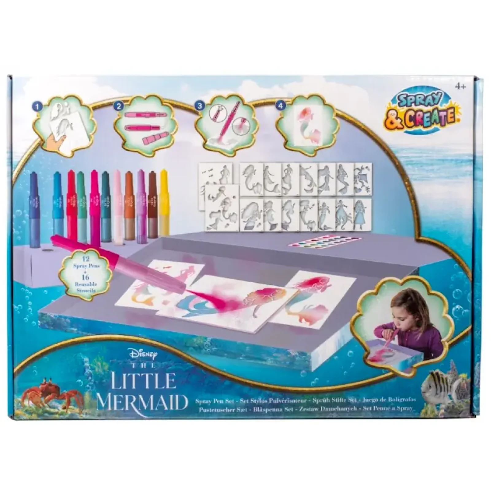 Набор Disney LITTLE MERMAID Спрей-ручки с трафаретами Делюкс (TLM23368) UA