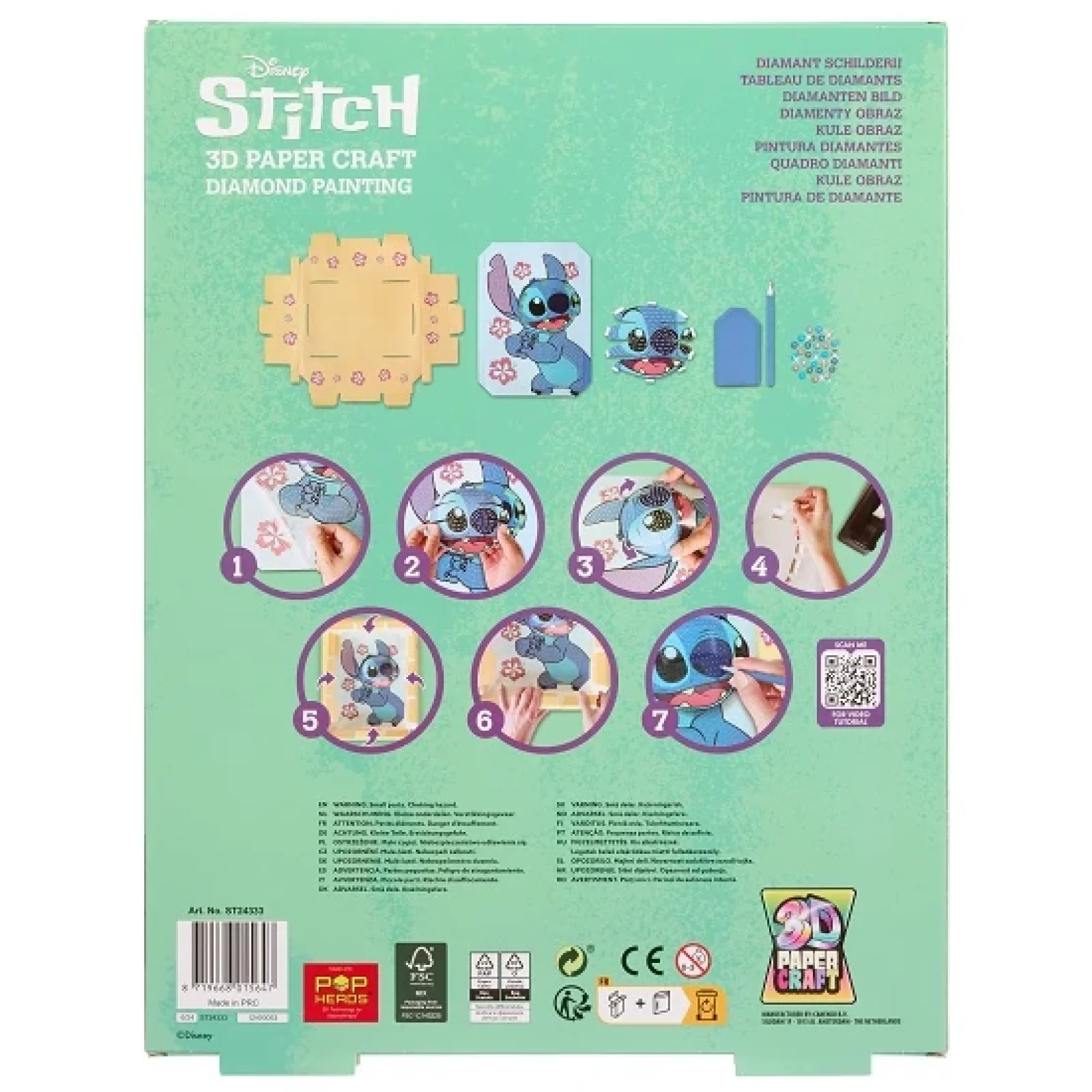 Набір Disney Мозаїка алмазна 3D STITCH у рамці UA