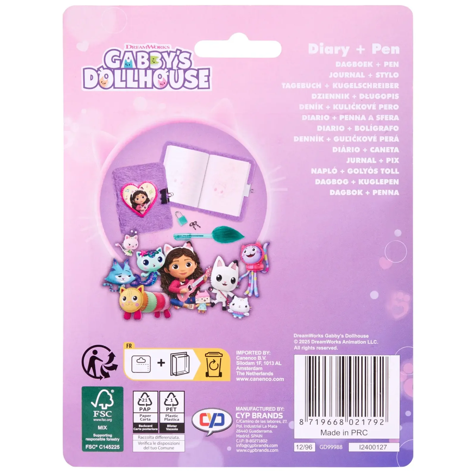 Пушистый блокнот на замочке с ручкой Disney GABBY'S DOLLHOUSE (GD99988) UA