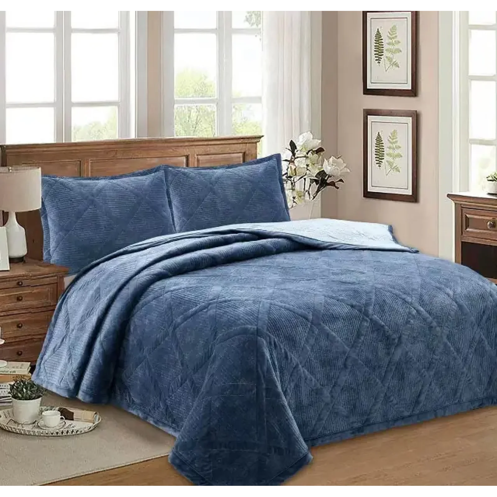 Покривало Soho 200х230 см Velur Deep Blue UA
