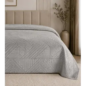 Покрывало Soho 220х240 см Velur Geometric Light Gray UA