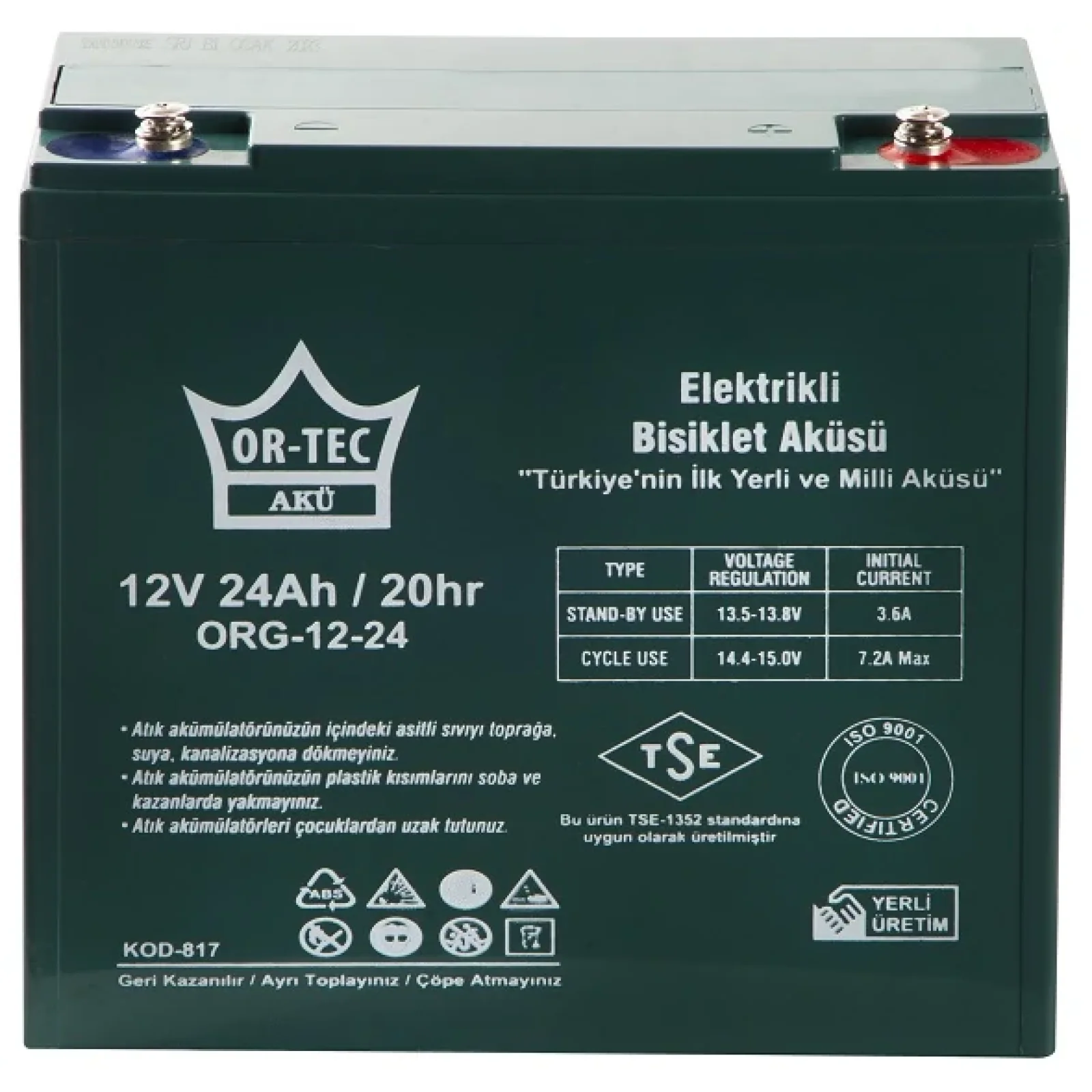 Гелевый аккумулятор OR-TEC 12V 24 AH GEL UA