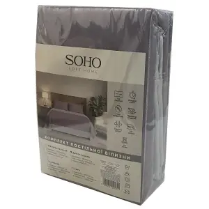 Комплект постільної білизни Soho Євро 200х220 см Puprle/Light gray UA