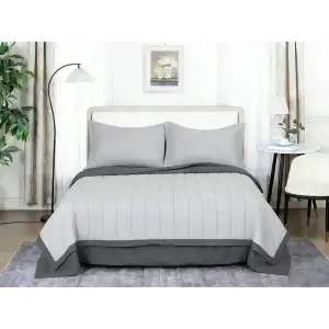 Комплект постільної білизни з легкою ковдрою Soho Євро 200х220 см Light gray/Dark gray UA