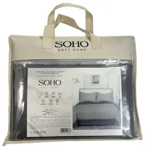 Комплект постельного белья с легким одеялом Soho Евро 200х220 см Light gray/Dark gray UA
