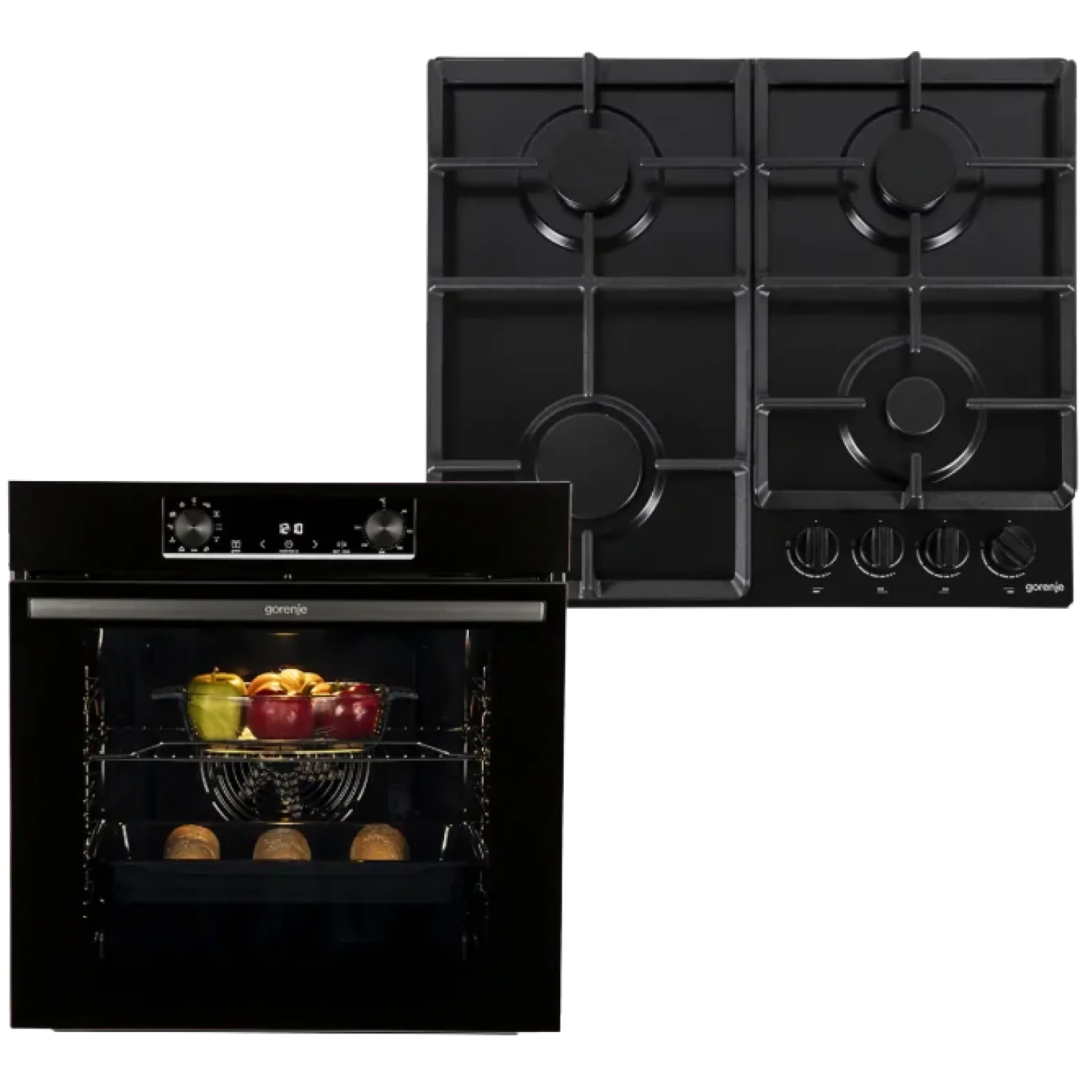 Электрический духовой шкаф + газовая варочная поверхность Gorenje SET BLACK GAS BO6735E02BK + G641EB UA