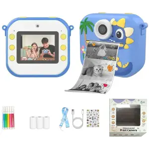 Дитяча камера-принтер DIY TOYS «Динозавр» блакитний UA