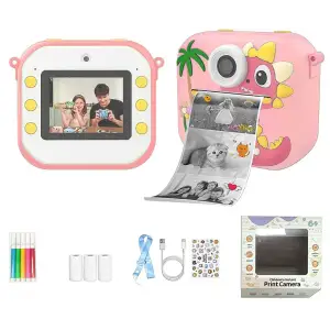 Дитяча камера-принтер DIY TOYS «Динозавр» рожевий UA