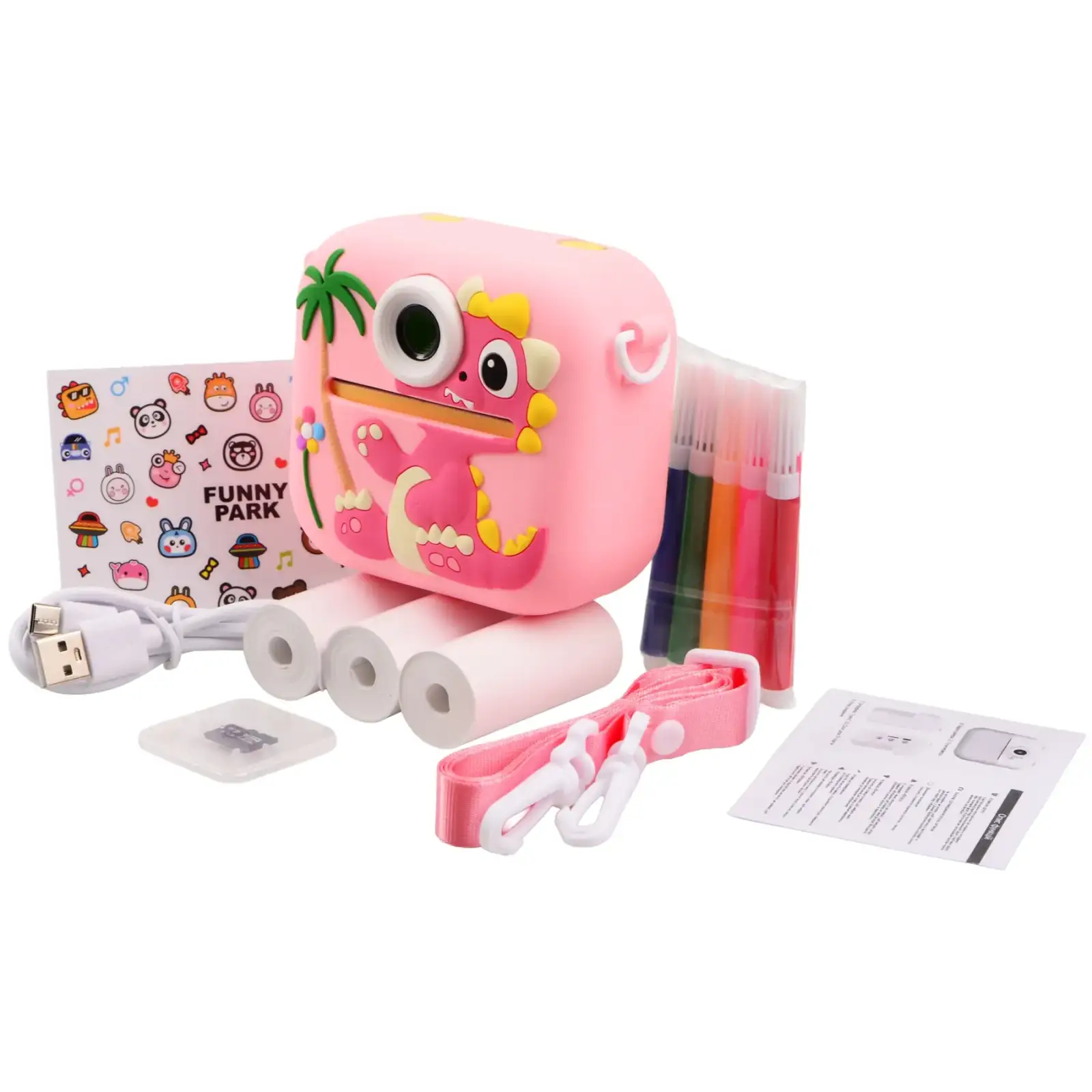 Дитяча камера-принтер DIY TOYS «Динозавр» рожевий UA