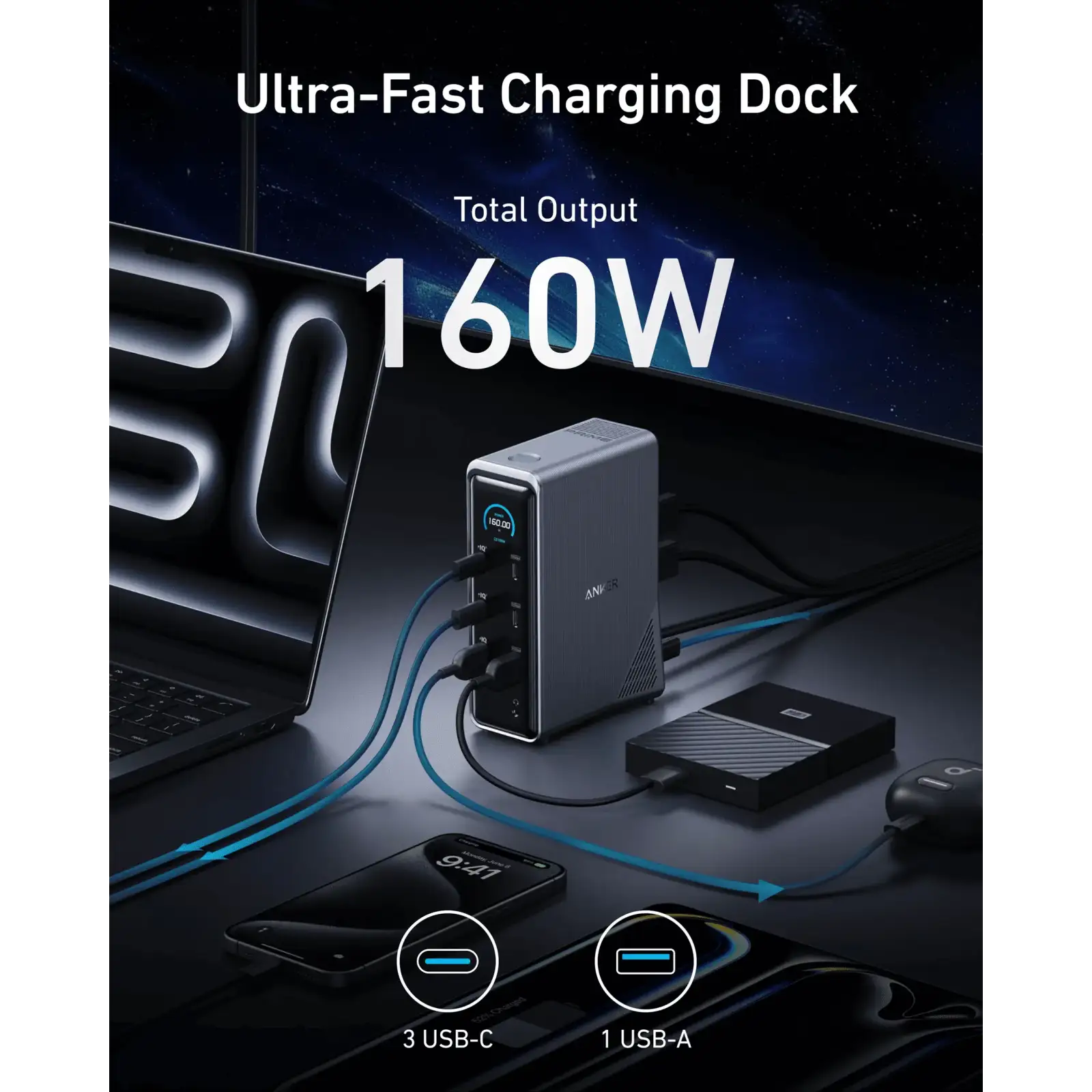 Док-станція Anker Prime Charging Docking Station 14-in-1 Black UA