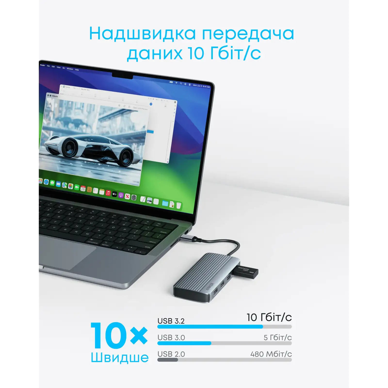 Переходник Anker USB-C Hub - 7-in-1 - PD in 100W, 2xHDMI, 4xUSB-A Black UA