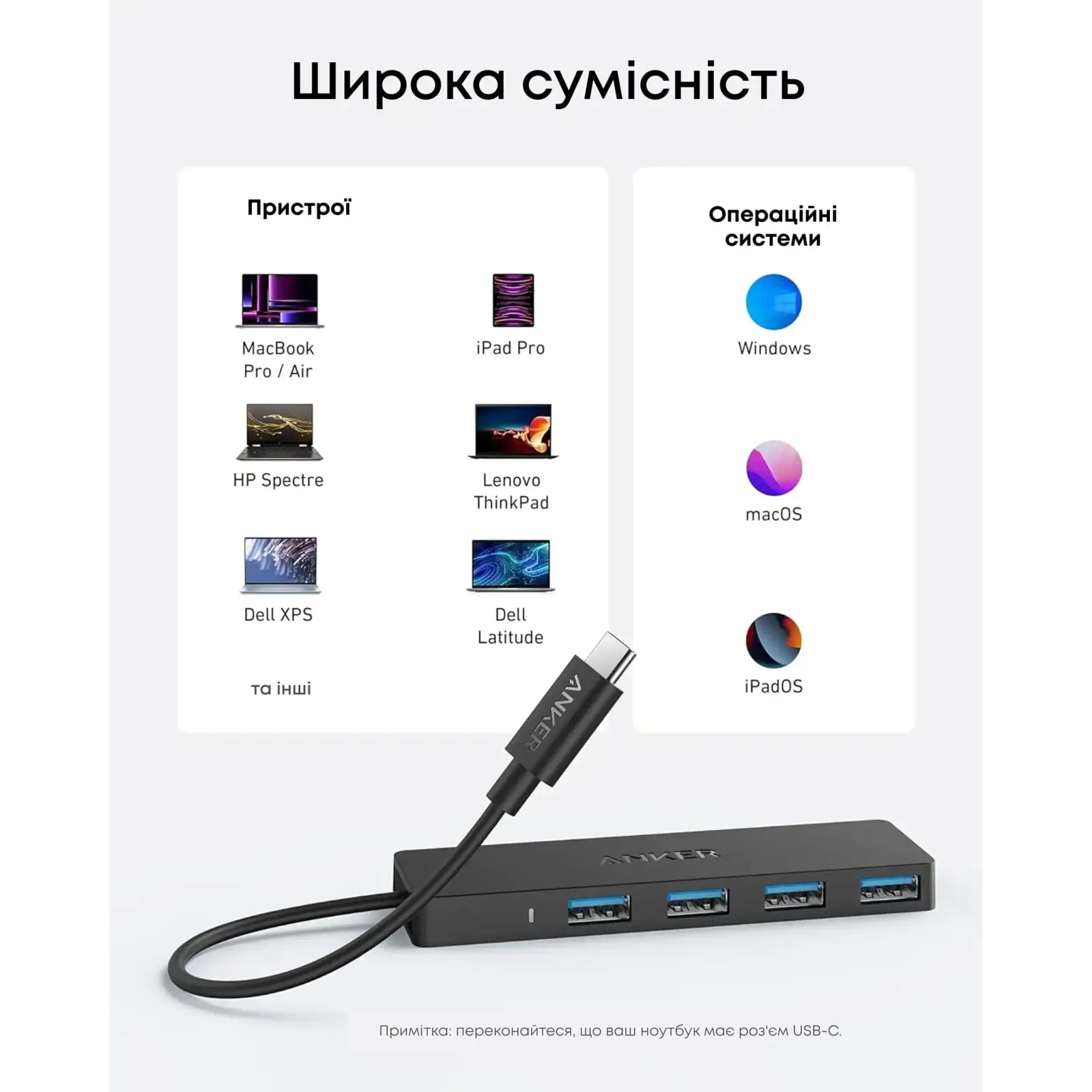 Перехідник Anker PowerExpand Direct 4-in-1 USB-C PD Media Hub UA