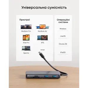 Переходник Anker PowerExpand 8-in-1 - PD in 100W/HDMI/2xUSB-A/USB-C 10Gbps/LAN/SD Black UA