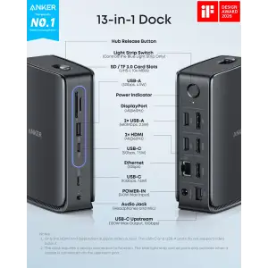 Док-станція Anker Nano Docking Station 13-in-1 Black UA