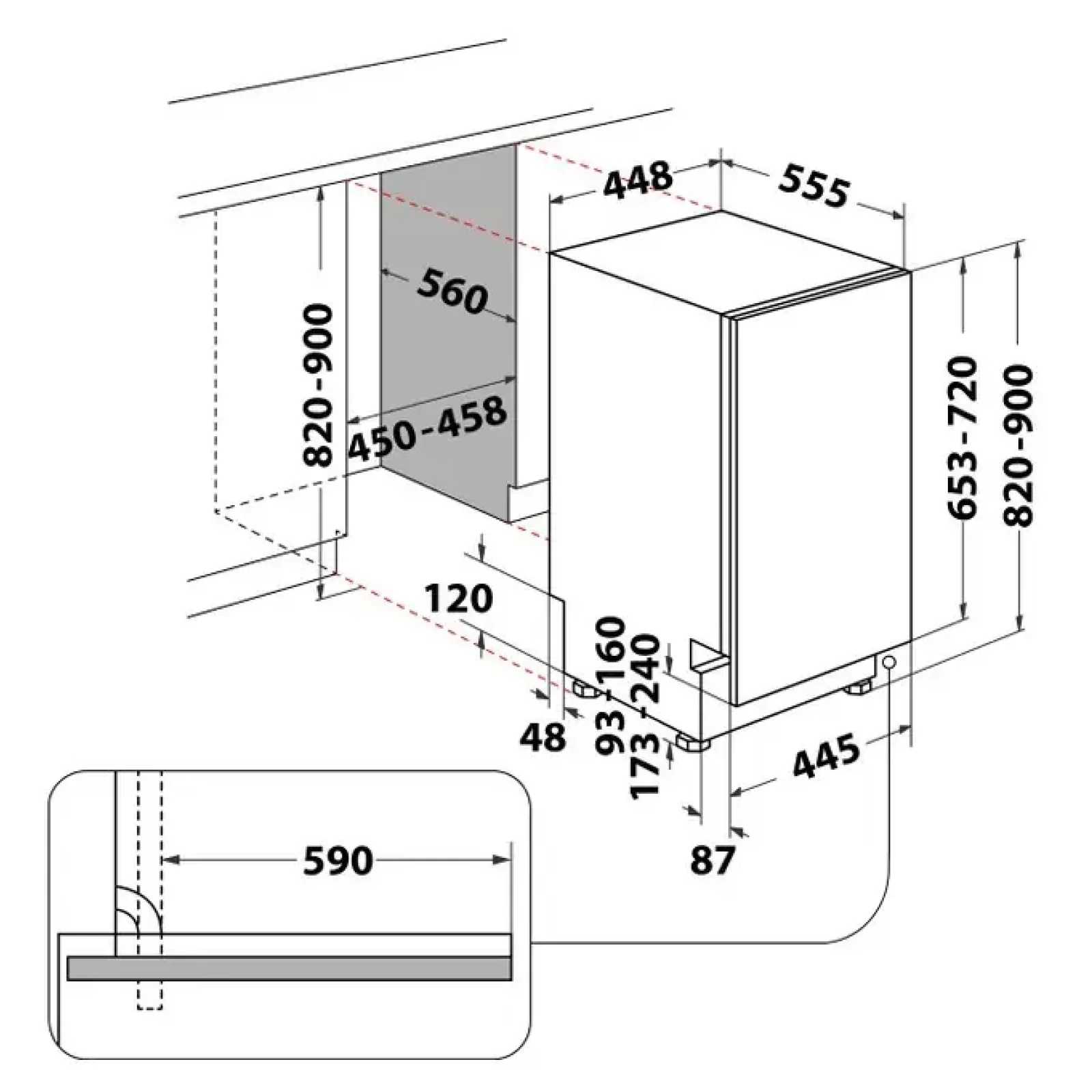 Посудомийна машина Whirlpool WSIO 3O34 PFE X UA