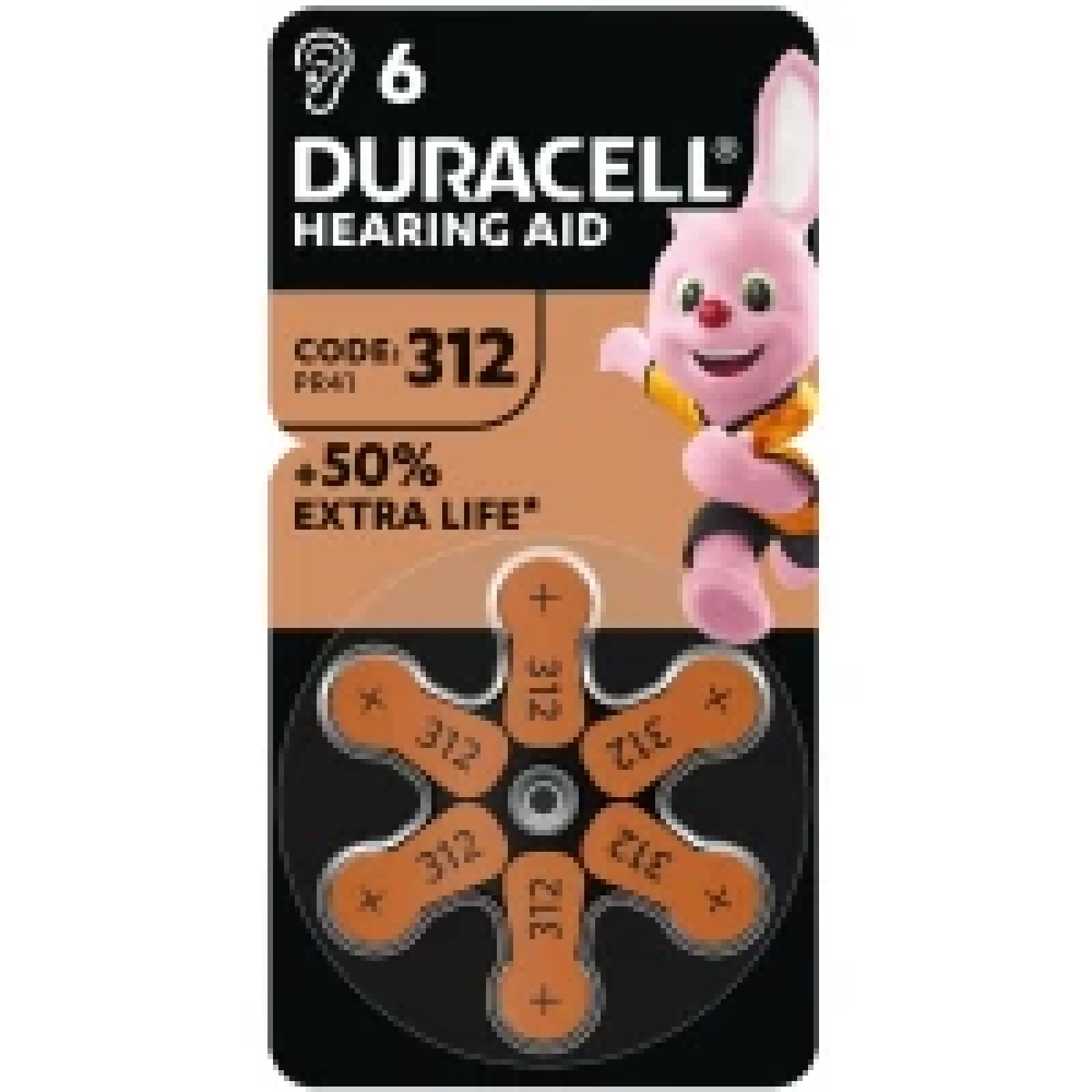 Батарейка Duracell HA 312 уп. 6 шт. UA