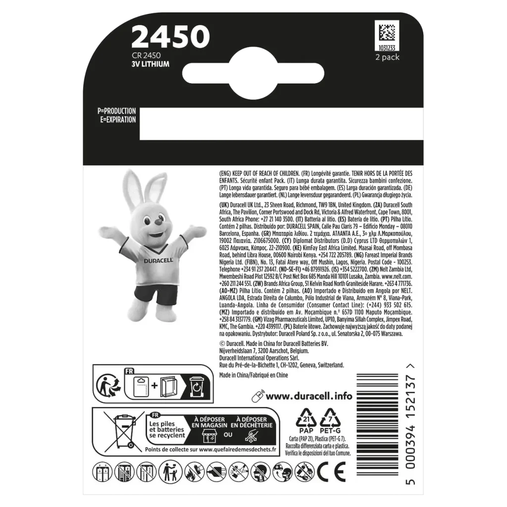 Батарейка Duracell DL2450 DSN уп. 2 шт. UA