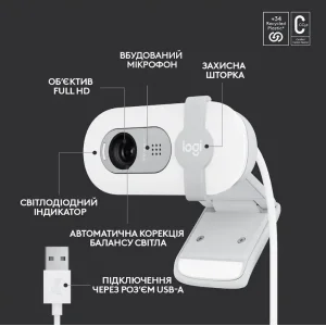 Комп.камера LOGITECH BRIO 100 FHD OFF-WHITE (960-001617) UA
