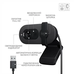Комп.Камера LOGITECH BRIO 105 FHD GRAPHITE (960-001592) UA