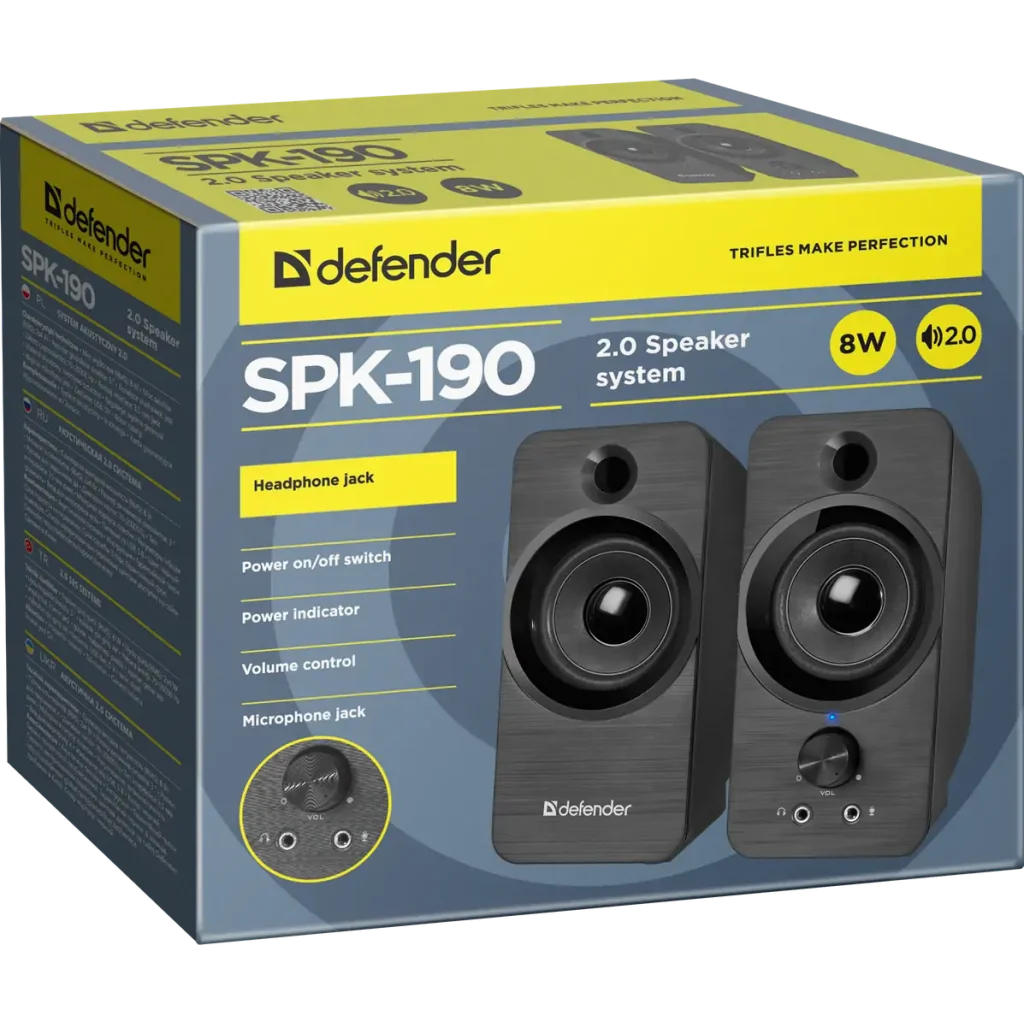 Комп.акустика DEFENDER (65190)2.0 SPK 190 USB 8W черный UA