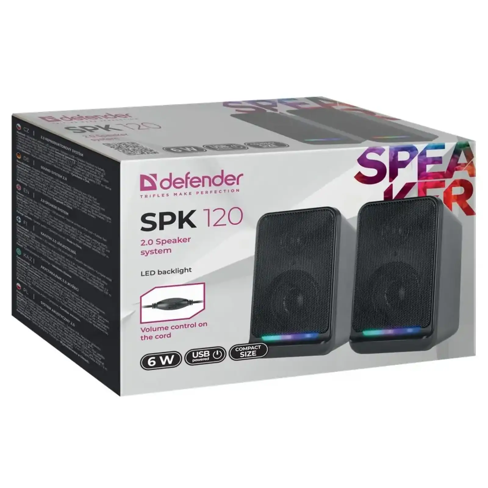 Комп'ютерна акустика DEFENDER (65119) SPK 120 6 Вт, 2.0, підсвітка, живлення від USB UA