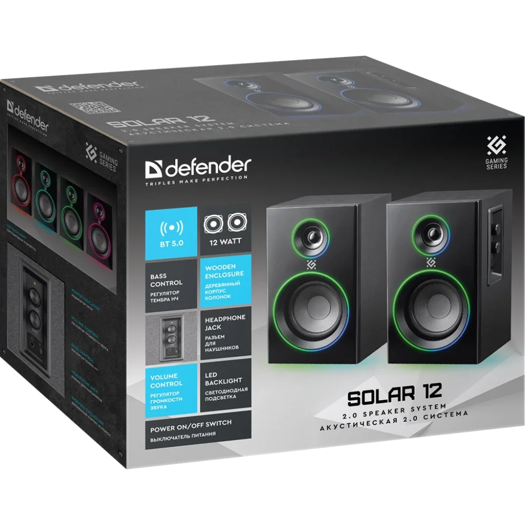 Акустика Defender 2.0 Solar 12BT, 230В Black (65712) UA