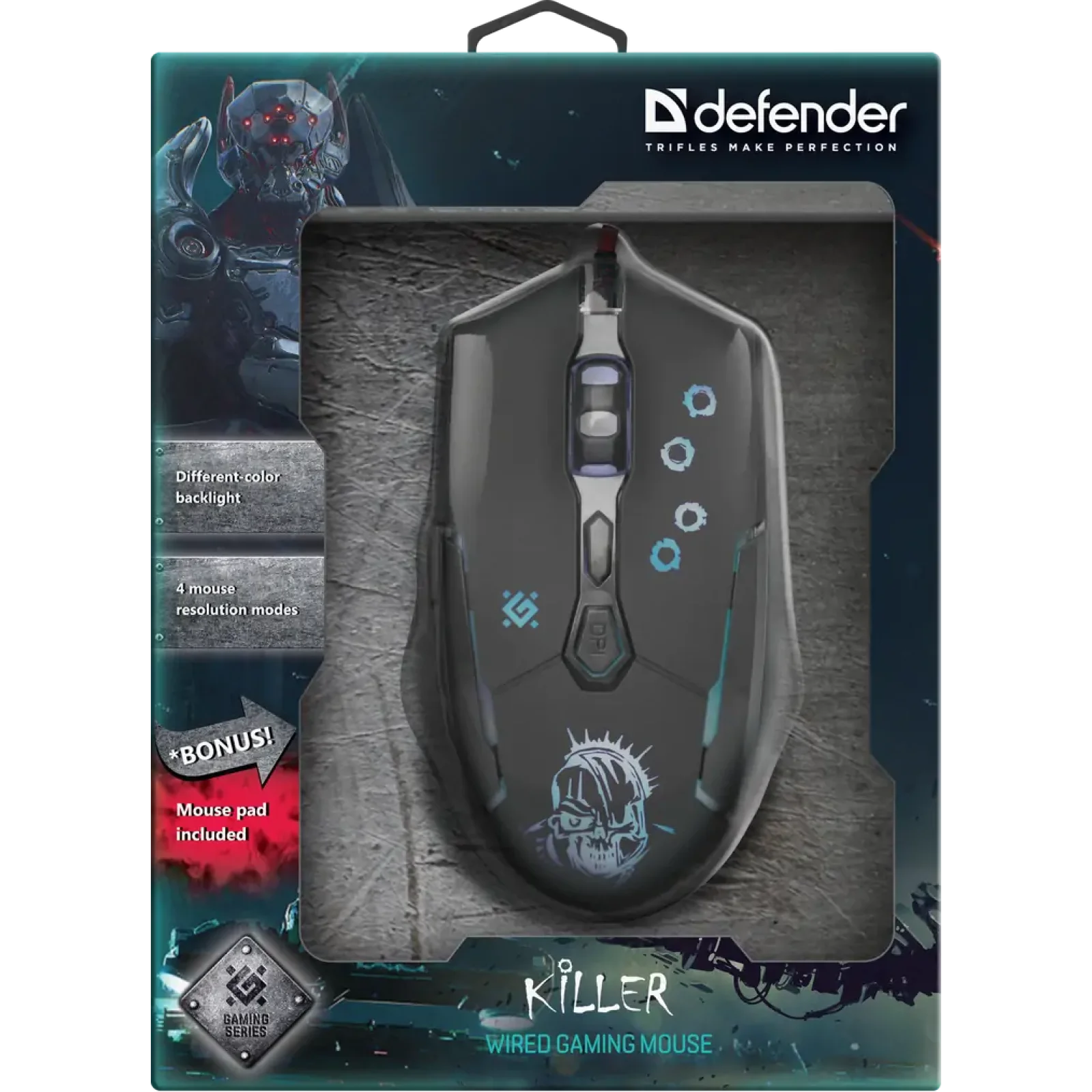 Миша DEFENDER (52170)Killer GM-170L 7 кн., 3200dpi, ігр.килимок UA