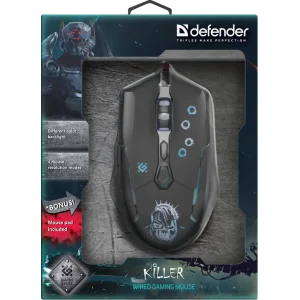 Мышь DEFENDER (52170)Killer GM-170L 7 кн., 3200dpi, игр.коврик UA
