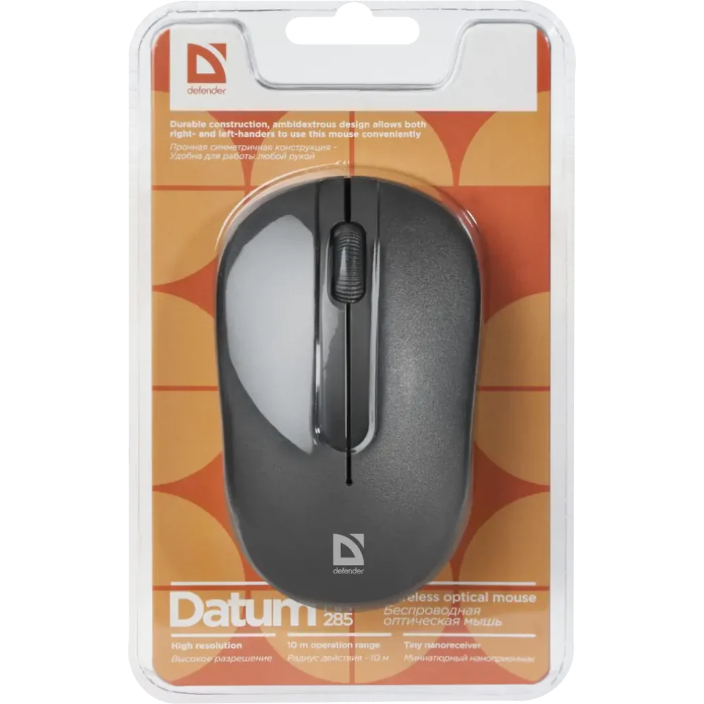 Мышь DEFENDER (52285)Datum MM-285 Wireless 1600 dpi Черная UA