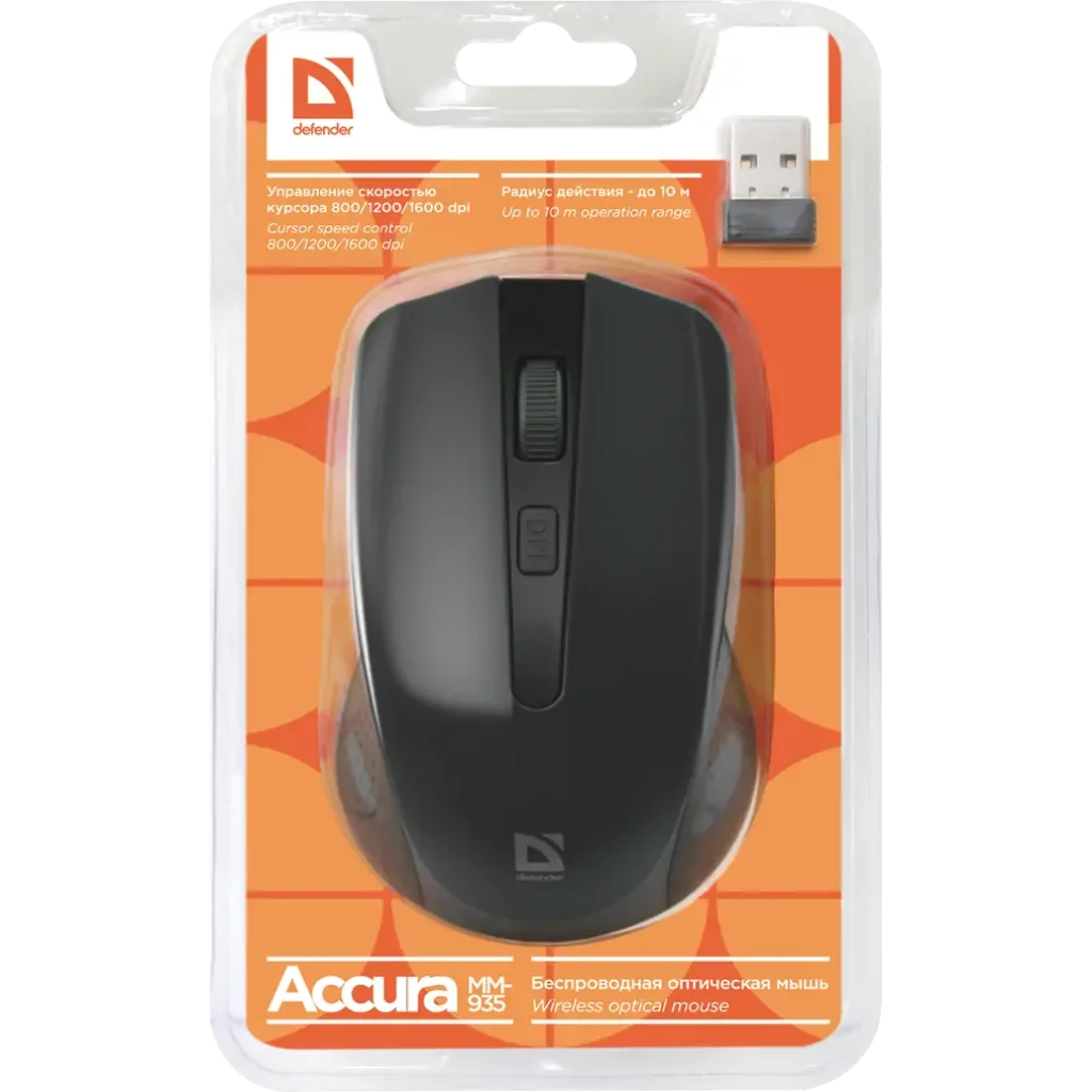 Мышь DEFENDER (52935)Accura MM-935 Wireless черный UA