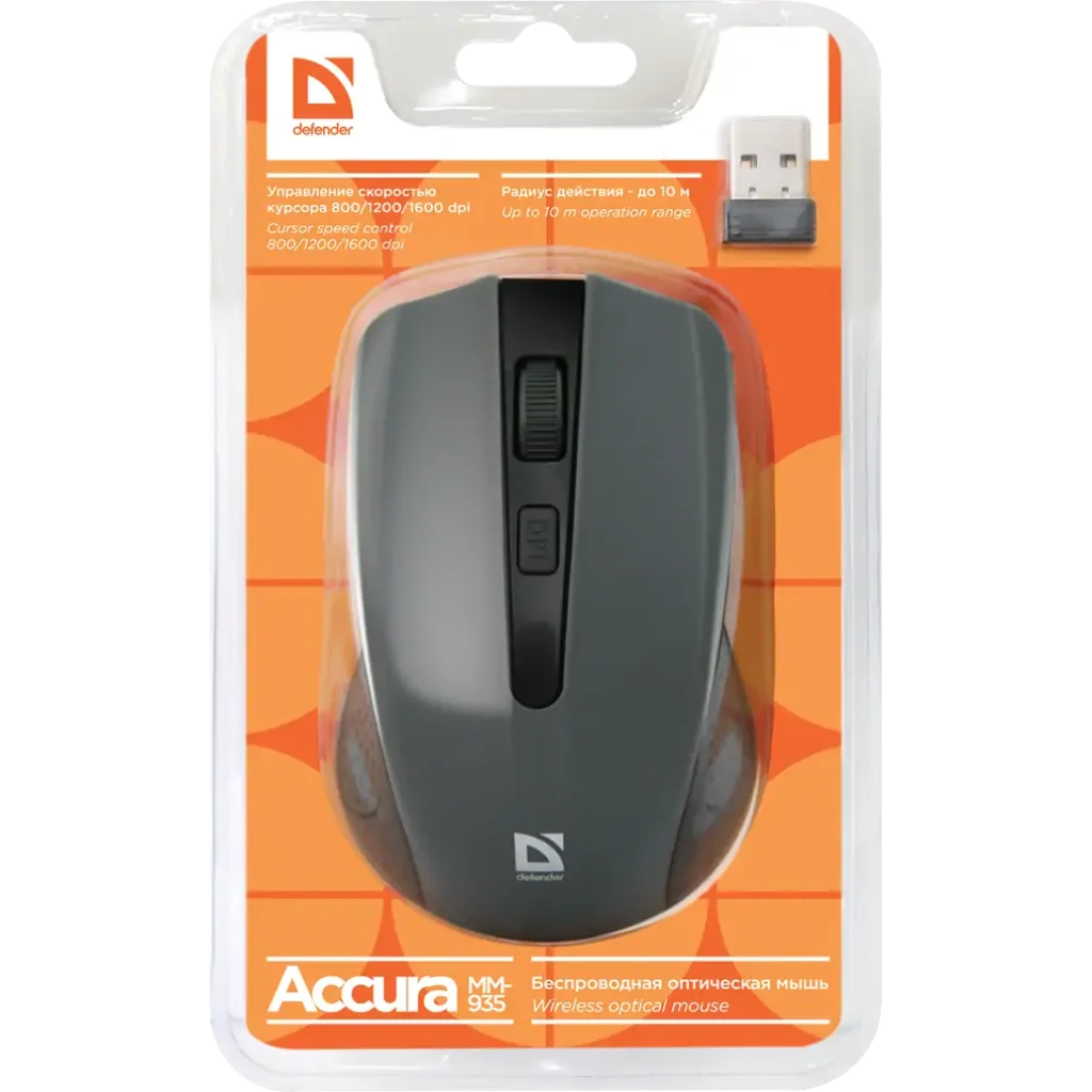 Мышь DEFENDER (52936)Accura MM-935 Wireless серый UA
