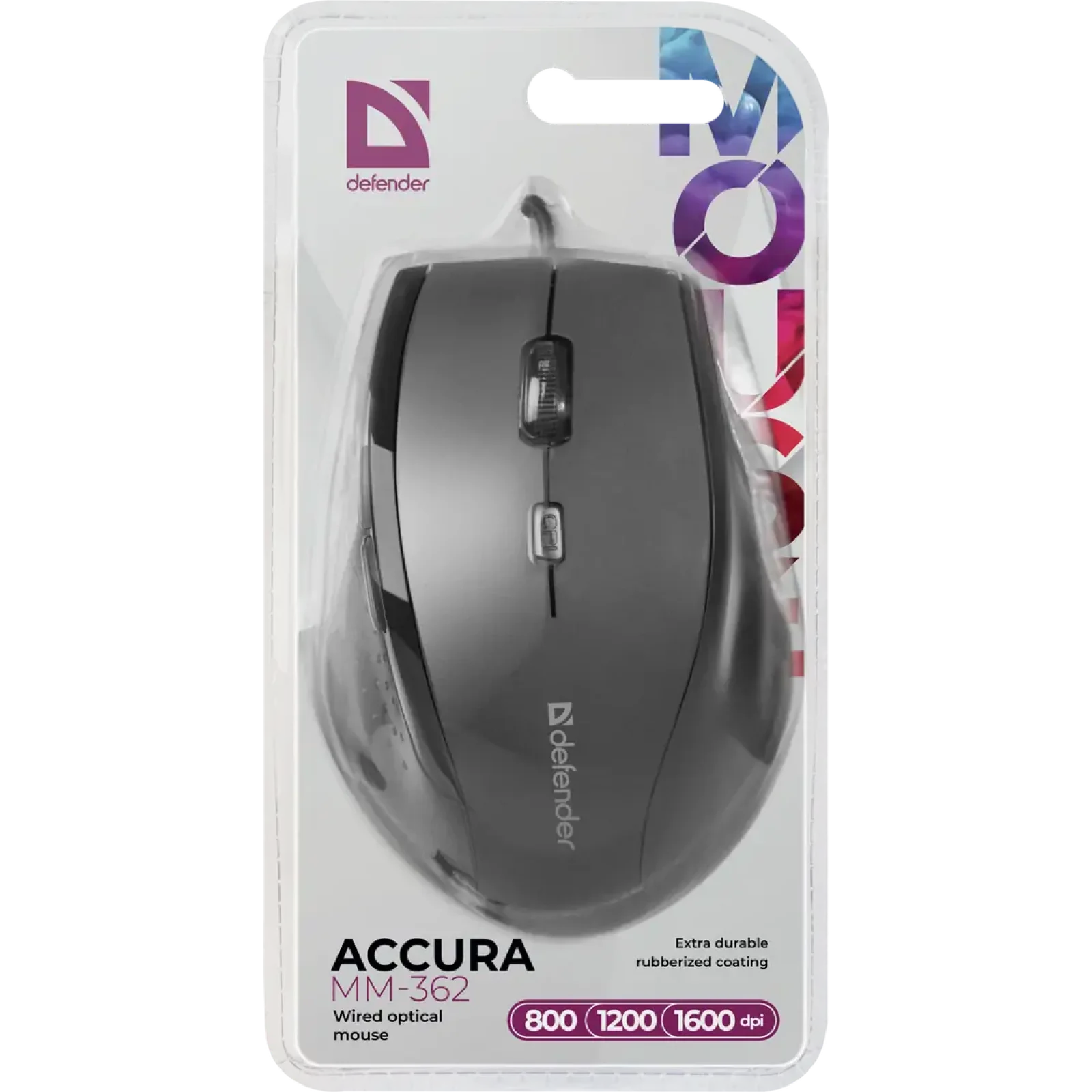 Миша DEFENDER Accura MM-362 чорний,6 кнопок, 800-1600 dpi UA