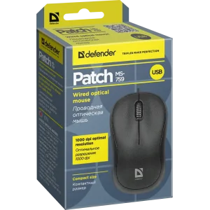 Мышь DEFENDER (52759)Patch MS-759 ,3 кнопки,1000 dpi UA