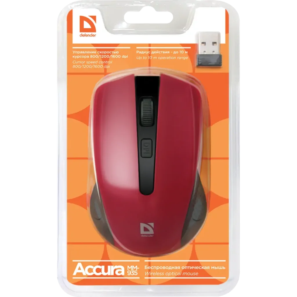 Мышь DEFENDER (52937)Accura MM-935 Wireless красный UA