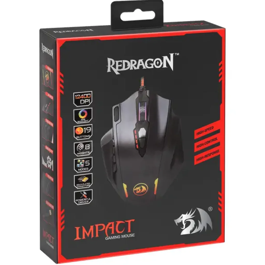 Мышь REDRAGON (78322) Impact RGB 19 кнопок 12400 dpi UA