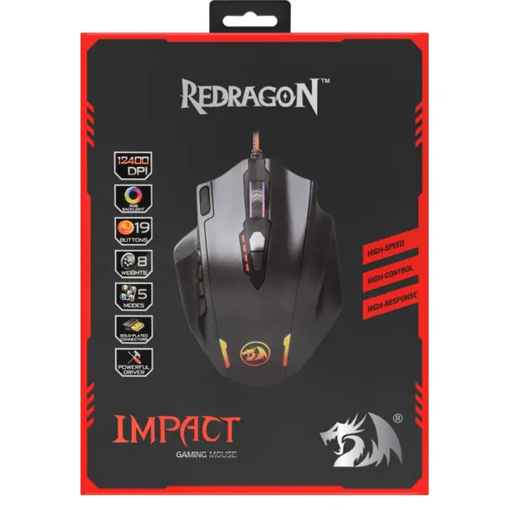 Мышь REDRAGON (78322) Impact RGB 19 кнопок 12400 dpi UA