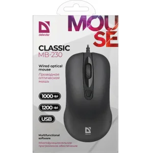 Миша DEFENDER (52231)Classic MB-230 4кнопки,1000/1200dpi, Black UA