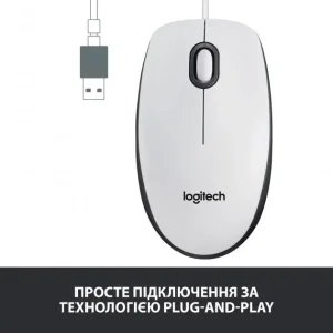 Мышь LOGITECH Mouse M100 WHITE - USB - AKOYA HANGTAB BOX M100 (910-006764) UA