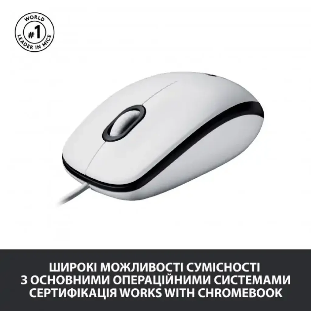 Мышь LOGITECH Mouse M100 WHITE - USB - AKOYA HANGTAB BOX M100 (910-006764) UA