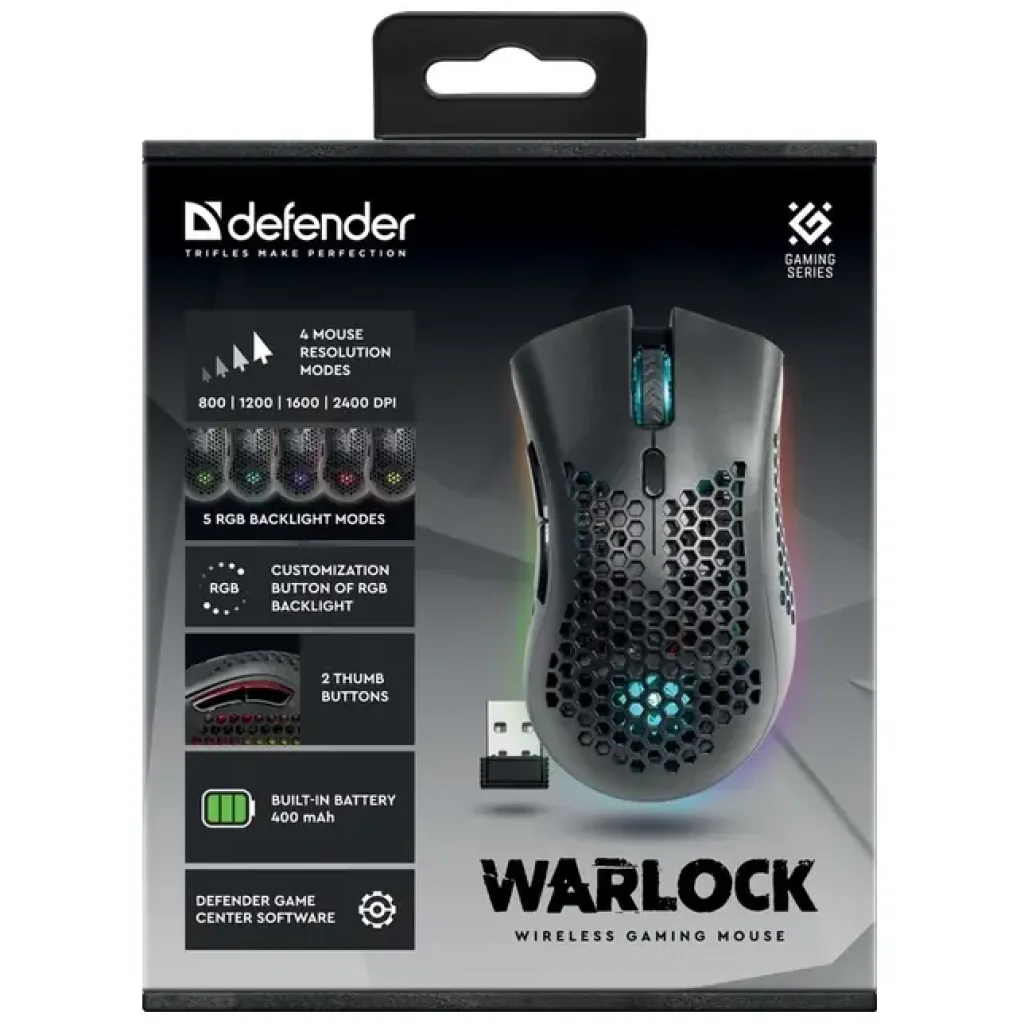Мышь DEFENDER Warlock GM-709L RGB, Black (52709) UA