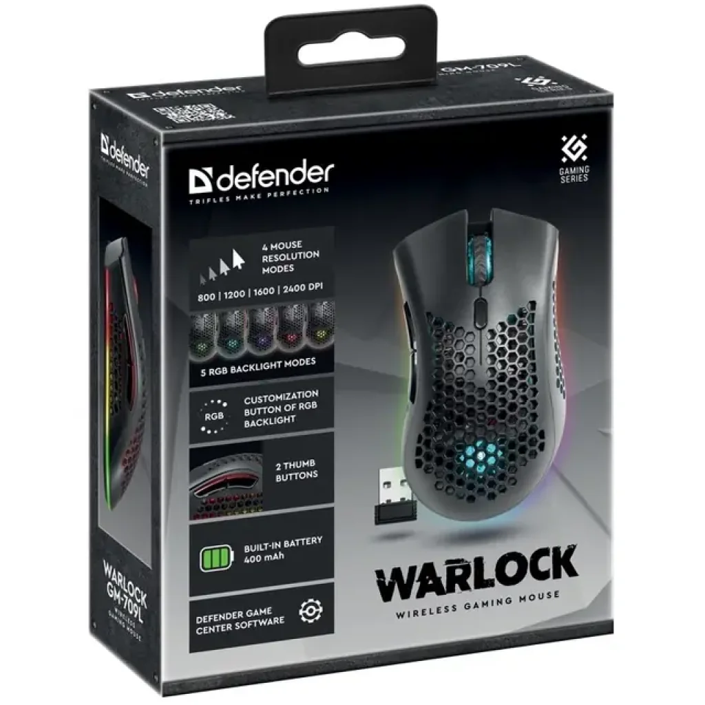 Мышь DEFENDER Warlock GM-709L RGB, Black (52709) UA