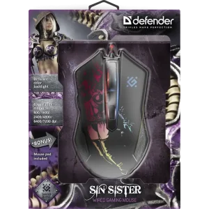 Мышь DEFENDER (52933) Sin'Sister GM-933 6 кнопок, 7200dpi UA