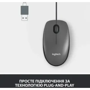 Мышь LOGITECH Mouse M100 BLACK - USB - AKOYA HANGTAB BOX M100 (910-006652) UA