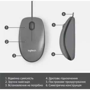 Мышь LOGITECH Mouse M100 BLACK - USB - AKOYA HANGTAB BOX M100 (910-006652) UA