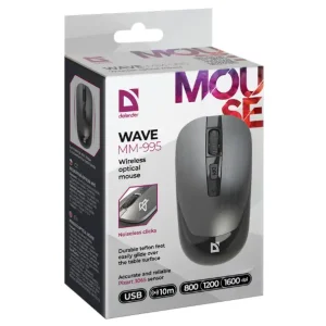 Мышь DEFENDER (52993) Wave MM-995, 4D, 800-1600dpi, GRAY, wireless, silent UA