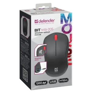 Мышь DEFENDER (52205) Bit MB-205, 3D, 1200dpi, BLACK, wireless, silent UA