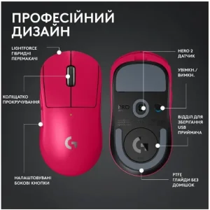 Мышь LOGITECH G PRO X SUPERLIGHT 2 LIGHTSPEED Gaming, Magenta (910-006797) UA
