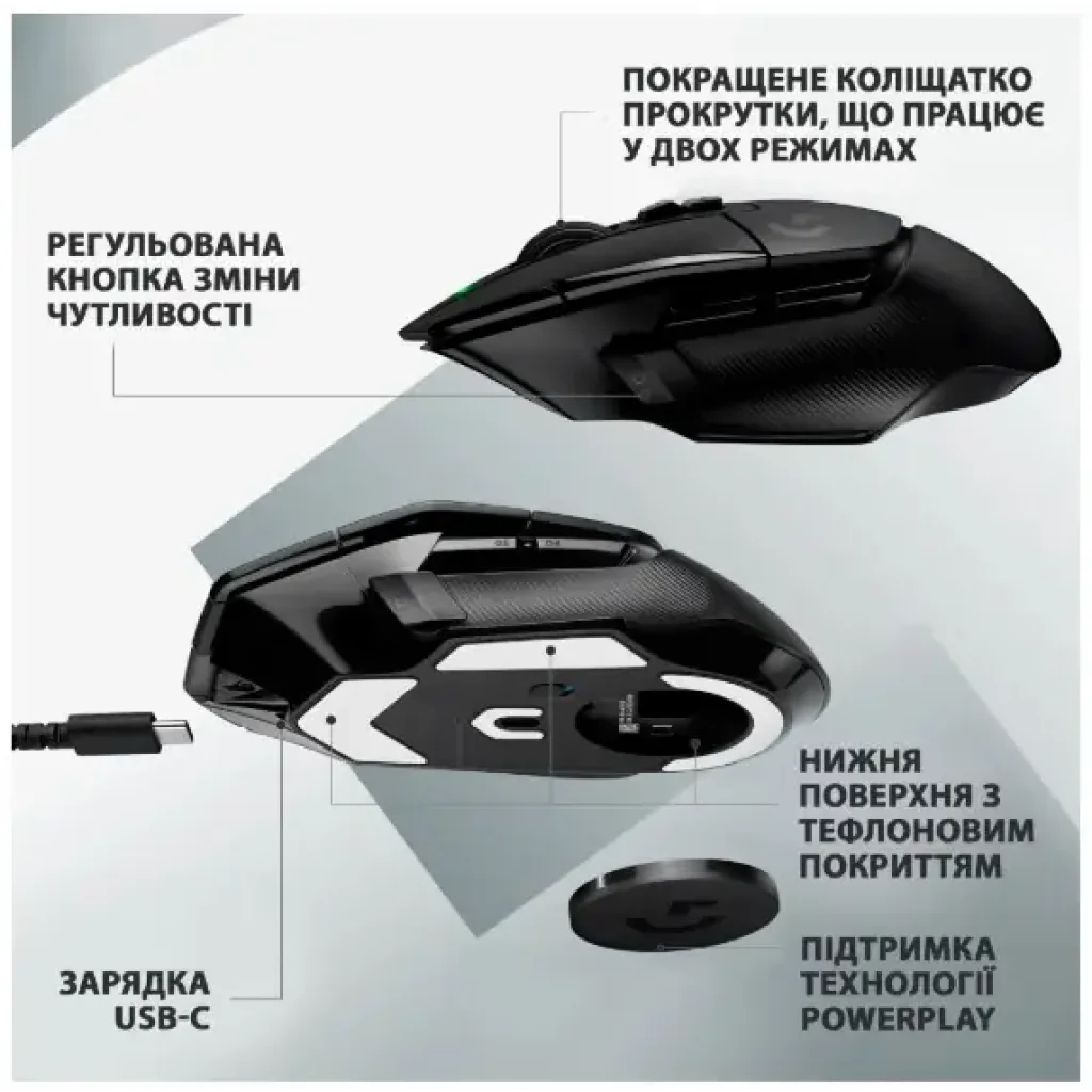 Мышь LOGITECH G502 X LIGHTSPEED, Black (910-006180) UA
